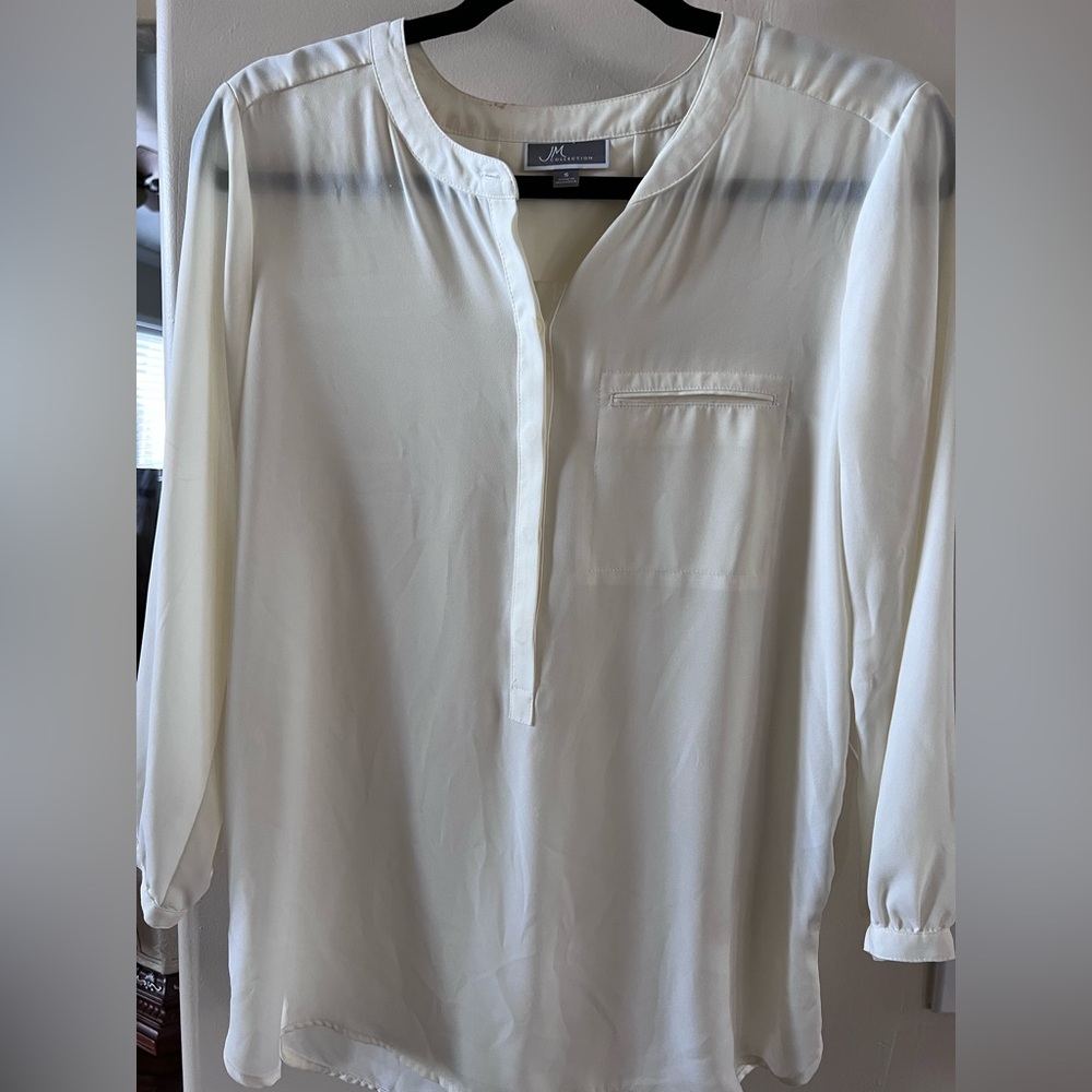 JM Collection Cream Casual Button Down Shirt